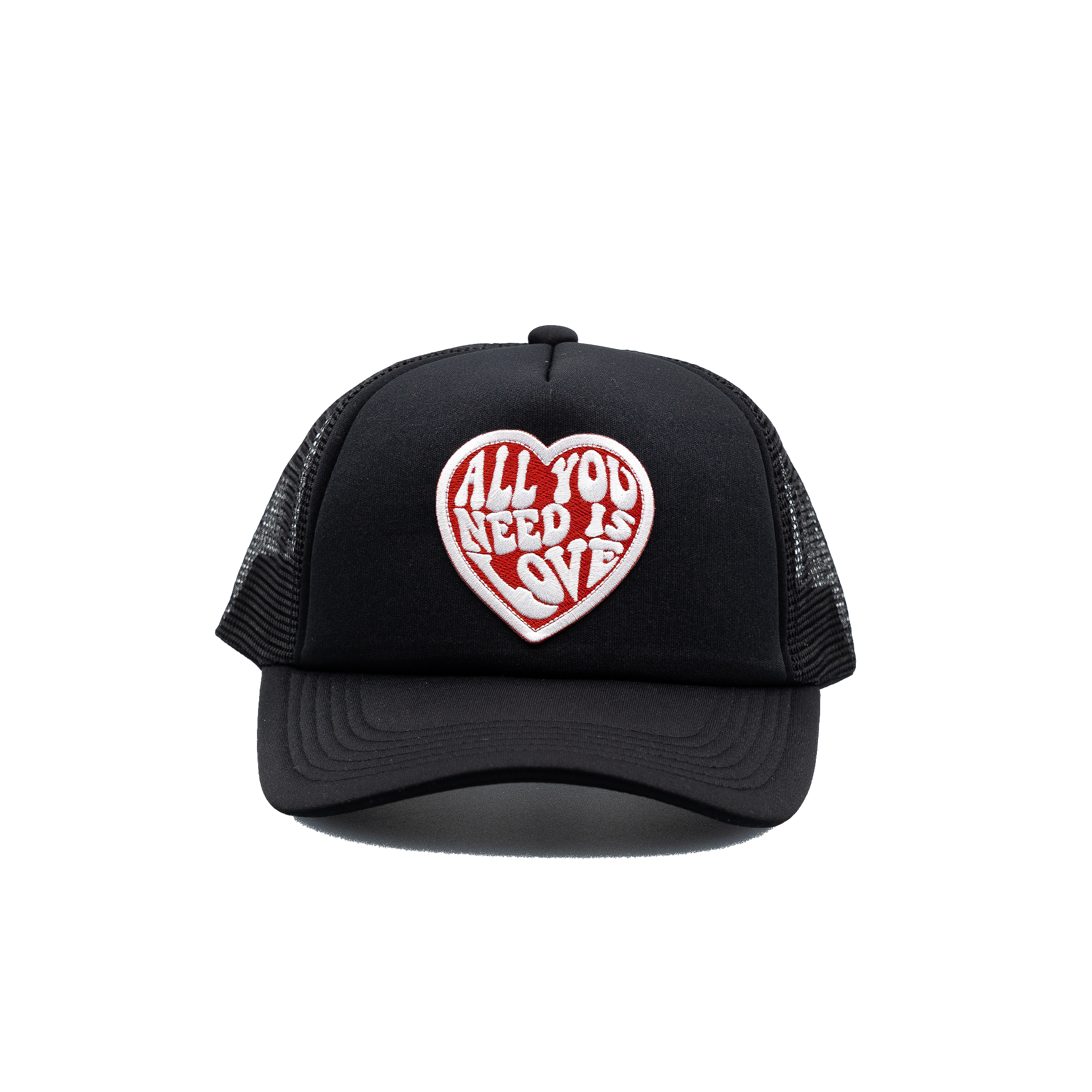 All you Need is Love Trucker Hat solid panel